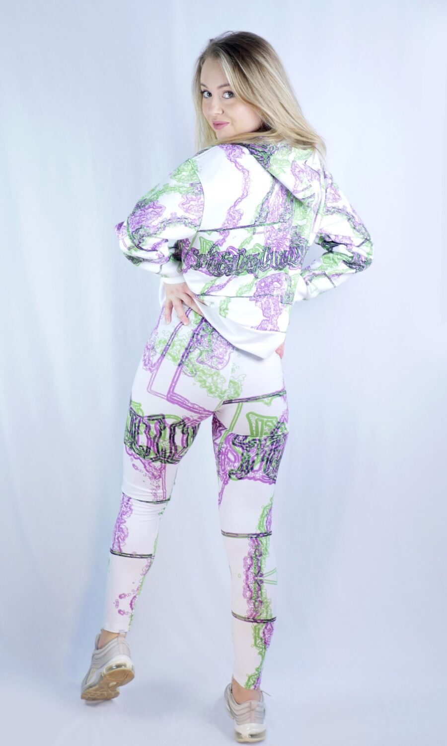 Pandemonium Hoodie Woman violet&green (white version)-back